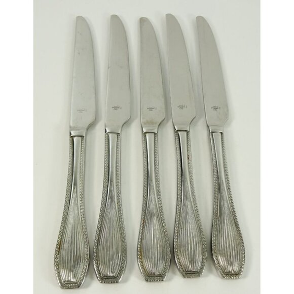 RL Ralph Lauren Bradley Stainless Dinner Knife Lot of 5 Knives Ribbed Curved - Picture 2 of 6